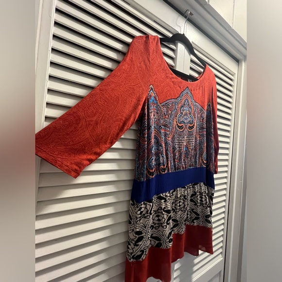 Anthropologie Akemi + Kin Color Block Paisley Boho Blouse Womens M Tunic - Picture 3 of 8